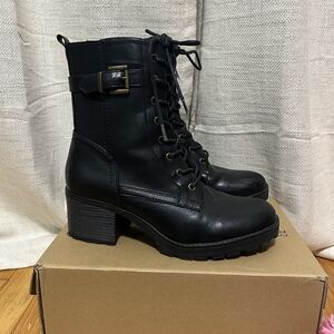 Black Lace-Up Ankle Boots